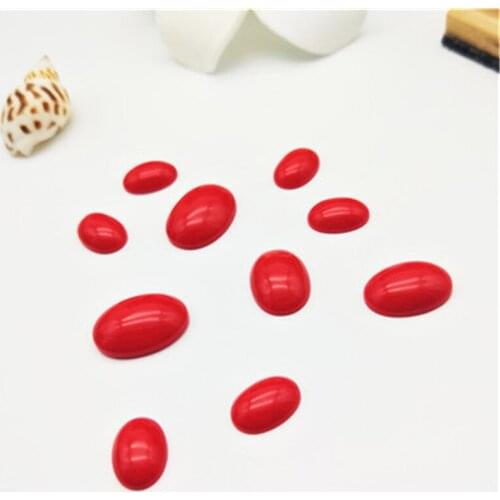 20pcs/lot Resin 10X14 13X18 15x20mm Flatback Cabochons Red Faux Plastic Agate Embellishment Beads for DIY Jewelry Making Crafts
