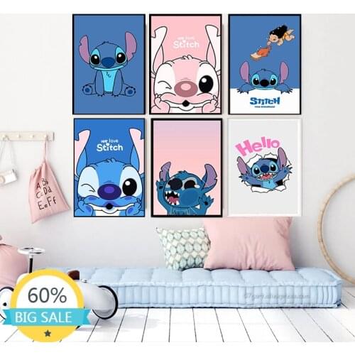 Disney Lilo & Stitch Anime Canvas Painting Wall Art Cartoon Posters and Prints Room Decoration Pictures Kid Bedroom Home Decor