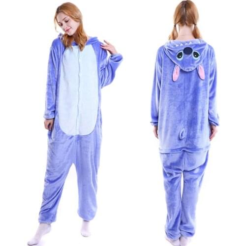 Dropship Adult High Quality Stitch Kigurumi Onesies Sleepwear Animal Anime Cartoon Pajamas Cosplay Costumes