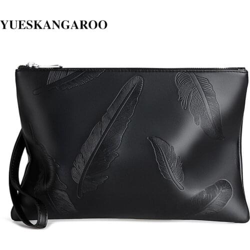 Famous Brand Business Genuine Leather Men Clutch Bag High Capacity Black Long Zipper Handy Bag Man Wallet Card Holder Coin Purse