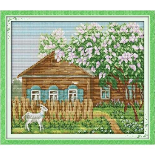 Beautiful home scenery counted printed on the canvas 11CT 14CT DIY kit Cross Stitch embroidery needlework Sets home decor