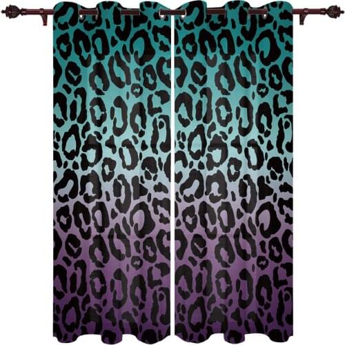 Leopard Print Animal Skin Texture Gradient Windows Curtains Living Room Bedroom Kitchen Curtains For Children Drapes
