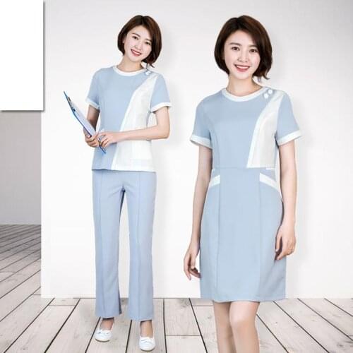 Summer Beautician Work Clothes Short Sleeve Spa Uniform Set Manicurist Uniform Hotel Uniform Reception