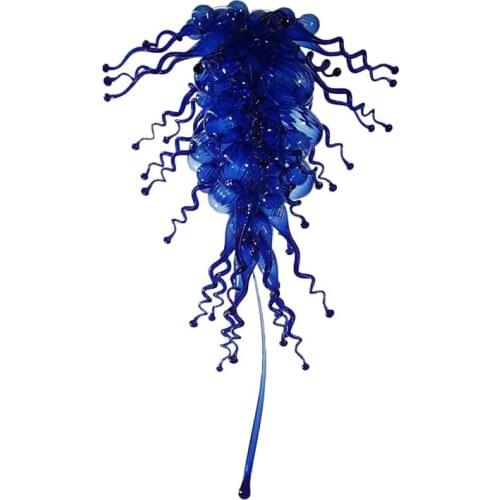 Blue Glass Chandelier LED Hand Blown Glass Bubbles and Twists Pendant Lamps House Decoration Living Room Lustre 60 by 120 CM