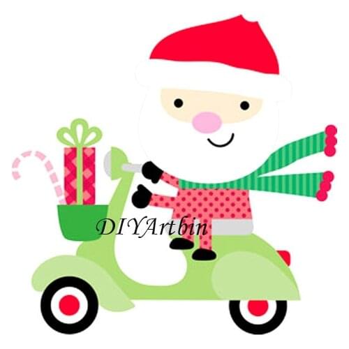 Santa Claus Cycling Metal Cutting Dies Send A Gifts Scrapbooking Dies Happy Brithday Card