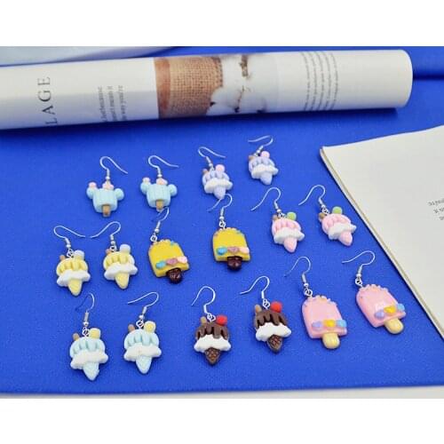 Cartoon Cute Soft Lovely Girl Heart Ice Cream Earrings Personality Sweet Ice Cream Lollipop Cactus Female Earrings Party Gifts