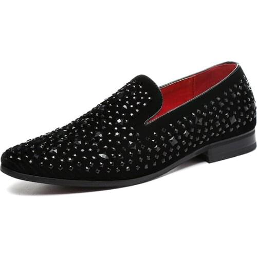 Coiffeur Formal Shoes Men Rhinestone Mens Dress Shoes Sepatu Slip on Pria Loafers Men Wedding Shoes Moda Italiana De Hombre Bona