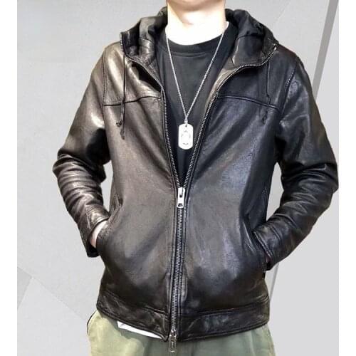 Autumn Hooded Casual Genuine Leather Sweater Mens Factory Direct Supply Fashion Sports Full Vegetable Sheepskin Leather Coat