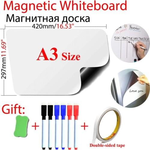 A3 Size Soft Magnetic WhiteBoard Dry Erase Calendar Bulletin Board Home School Kids Message Boards Marker Pen