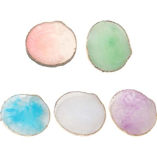 5 Patterns Natural Resin Palette Square Shape Display Plate Nail Art Practice Color Mixer Showing DIY Manicure Display Tool