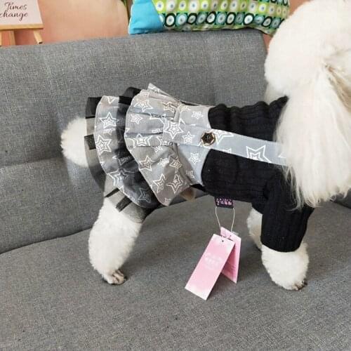 Pet Dog Dress Winter Pet Romper Star Mesh Skirt Knitwear S M L XL For Pomeranian Bichon Puppy Dogs Dresses Pet Supplies