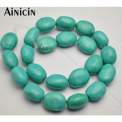 5 Strings High Quality Howlite Turqoise Flat Oval 10x15x20mm Blue Color Strand Loose Beads Fashion Jewelry Making Materials