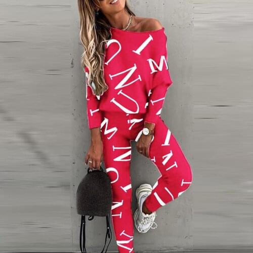2021casual Sport Outfit Letters Print Long Sleeve Top Spring Women Blouse Pants Tracksuit For Sports Sweatshirts Sweatpants