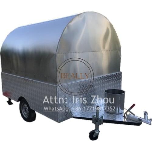 1.9m Width Silver Color Fast Food Trailer / Van Australian Standard Used Ice Cream Food Truck Shawarma Food Cart for Sale