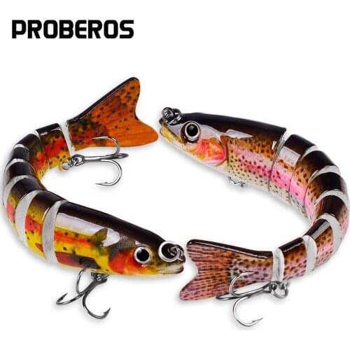 PROBEROS Swimbait 8 Sections Fishing Lure 12.5cm-5"/0.661oz-18.74g Fishing bait 6# Black Hook Fishing Tackle