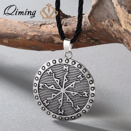 QIMING Vegvisir Norse Viking compass Necklace Men Amulet Runes Women Nordic Talisman Vintage Scandinavian Jewelry