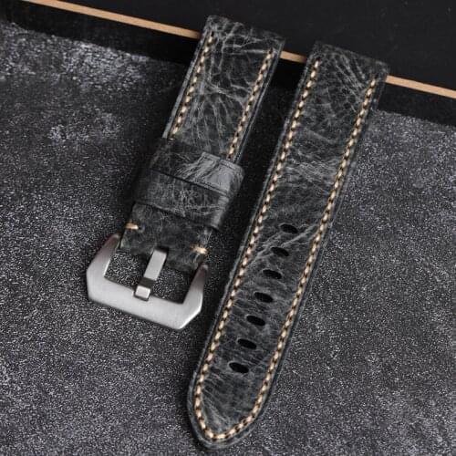 AAA Quality 24mm 26mm Smoky Dark Gray Soft Italy Genuine Leather Watchband For Panerai Big Pilot Watch Strap Breitling Bracelet