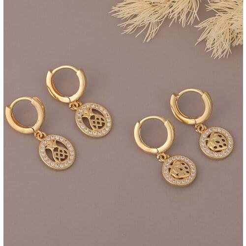 New Hollow Strawberry Pineapple Fruit Dangle Earring Shiny CZ Zirconia Ear Ring For Women Girl Friend Best Jewelry Accessories