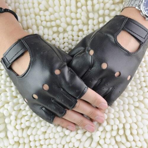 Fingerless Outdoor Punk Sport Gloves Driving PU Leather Gloves