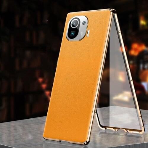 For Xiaomi 11 Ultra Case Metal Magnetic Adsorption Tempered Glass Phone Cover For Mi 11 Pro
