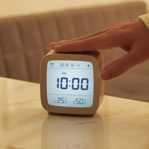 YOUPIN Smart Bluetooth Alarm Clock LCD Digital Electronic Desktop Clocks With Temperature Humidity Monitor Backlight No Button
