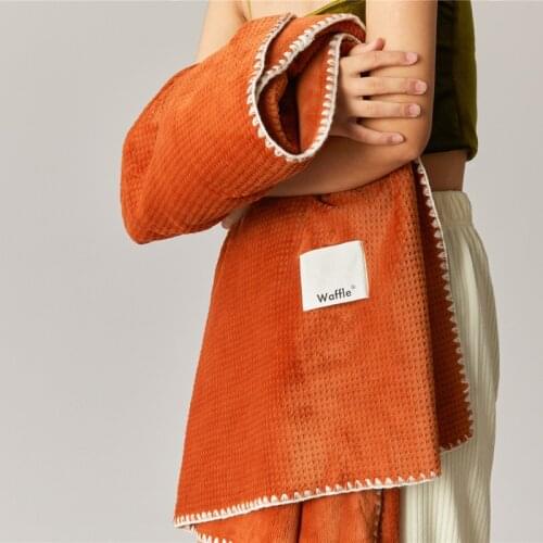 Coral Fleece Waffle Sofa Throw Blanket Bedspread Breathable Blankets for Beds Warm Plaid On the Bed Ultra Soft Bedding Coverlet