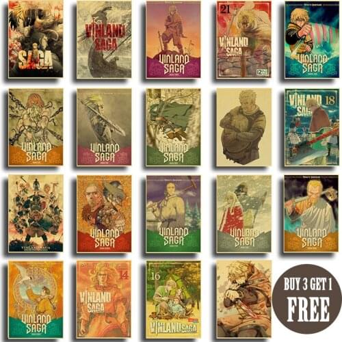 Japanese Anime Vinland Saga Poster Krafe Paper Printed Art Retro Painting Home Room Fans Collection Wall Stickers