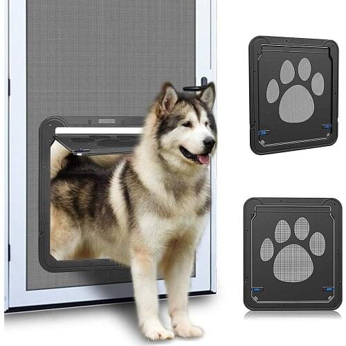 Cat Screen Door Lockable Puppy Safety Magnetic Flap Door Pet Window Gate Exterior Doors Lockable Pet Door for Cat Dogs