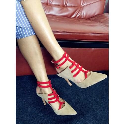 Apricot Red 10 cm High Heels Zapatos Mujer Mixed Colors Kid Suede Sexy Ladies Shoes Stiletto Pointy Toe Runway Party Dress Shoes
