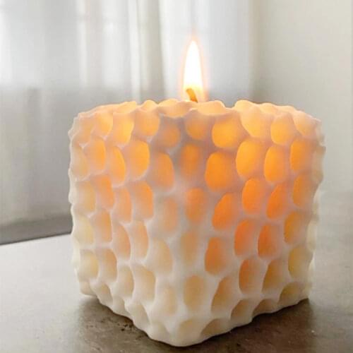 1 Pcs Square Honeycomb Pattern Candle Mold Handmade Scented Candle Diy Art Candle Silicone Mold Gypsum Soap Molds