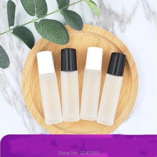 10ML 40pcs/lot High Grade Frosted Clear Glass Roll on Essential Oil Bottle, Elegant Matte Vial Empty Perfume Roll on Bottle