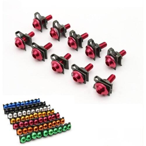 10pcs 6mm Motorcycle Fairing Body Bolt Kit Screw Spire Speed Fastener Clip Nut Universal Mounting Nut6 Colors Optional