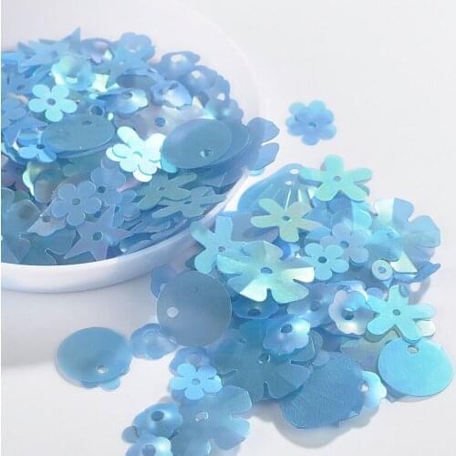 100g/Lot Blue Series Dancing Girls Shapes Sequins DIY Round Stars Loose Sequins Glitter DIY Sewing Craft Nail Art Decor