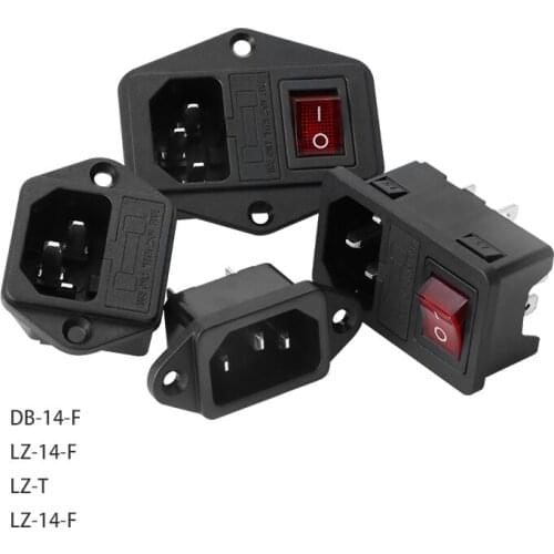 10A 250V AC Inlet Module Plug Rocker Switch Male Power Socket 3 Pin power switches + Fuse Holder Socket