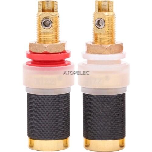 2pcs EIZZ 24K Gold Plated Tellurium Copper Speaker AMP Binding Post HiFi Banana Jack Connector Socket Panel Chassis Mount