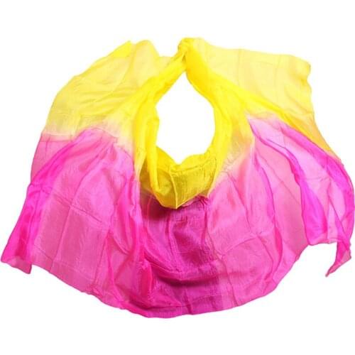 2016 female high quality Chinese1pcs of belly dancing silk veil cheap hot sale Yellow + Rose silk veils dance wholesale