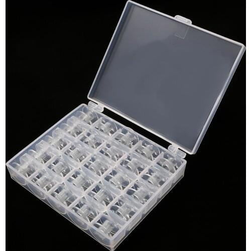 25pcs/Set Clear Sewing Machine Bobbins Spools Empty Bobbins Spools Plastic Storage Box Case For Home Sewing Accessories Tools