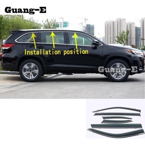 For Toyota Highlander 2020 2021 2022 Car Body Styling Stick Lamp Plastic Window Glass Wind Visor Rain/Sun Guard Vent Parts 6pcs
