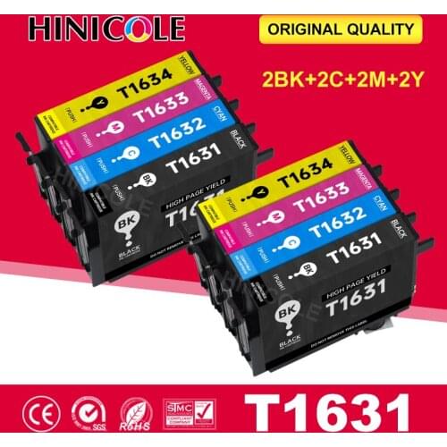8 Pcs T1631 T1621 Full Ink Cartridge Compatible for Epson Workforce WF-2750DWF WF-2760DWF WF-2530WF WF-2540WF WF-2630WF Printer