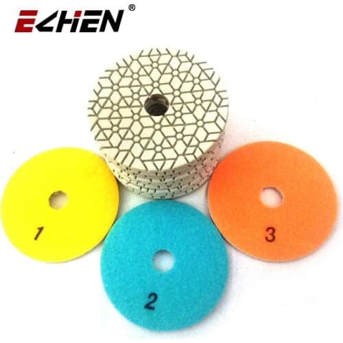 4 inch Dia 100mm marble granite stone 3 steps diamond wet polishing pad white grinding tools abrasive
