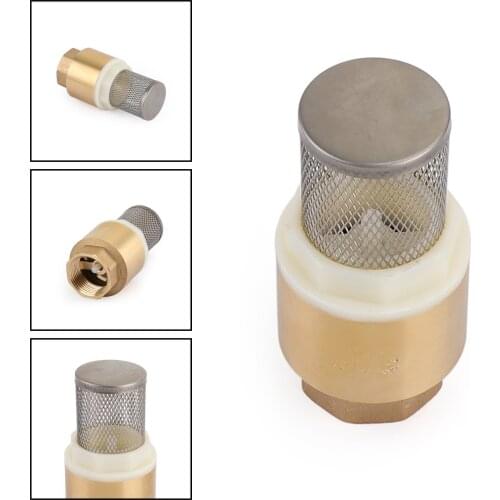 Areyourshop 3/4" DN20 NPT Inline Check Foot Valve Brass Spring Loaded With Filter 200 PSI