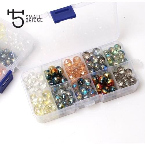 8/10mm AB Color Large Glass Round Beads for Jewelry Making Diy Bracelet Accessories Ball Shape Crystal Faceted Beads 100PCS
