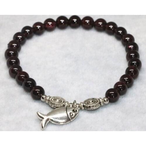 4 style natural garnet 6mm round beads bracelets bangle for women best mother gifts charms fashion jewelry making 7.5inch B2098