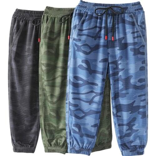 Kids Boys Summer Camouflage Print Breathable Net Quickly Dry Sport Pants Fitness Pants Street Dance Running Workout Trousers