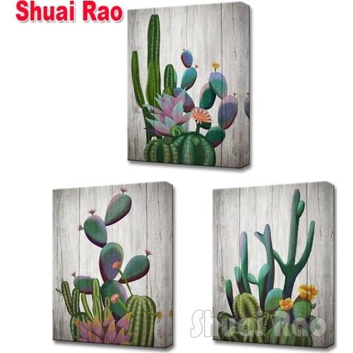 Succulent cactus Fantasy 3 piece stickers DIY diamond embroidery Anime girl diamond painting full square round drill,decor gift