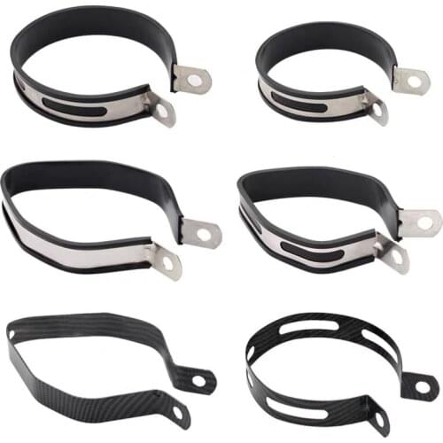 Carbon Fiber Holder Clamp Fixed Ring Support Bracket 1pc for Motorcycle Exhaust Pipe Muffler Escape