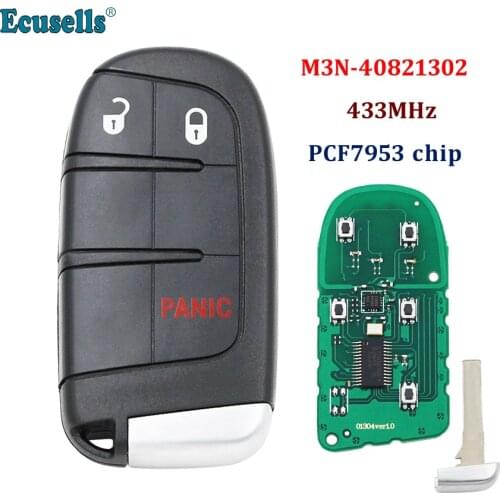 3 button Smart Remote Key Fob 2+1 buttons 433MHz PCF7953 chip for Fiat 500 500L 500X for Jeep Compass Renegade M3N-40821302