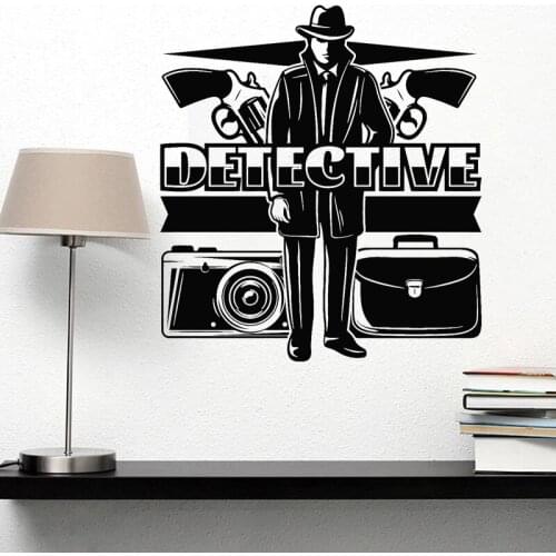 Detective Story Wall Stickers Guns Weapon Camera Decal Investigation Agent Stickers Kids Boys Bedroom Decor Nursery Mural