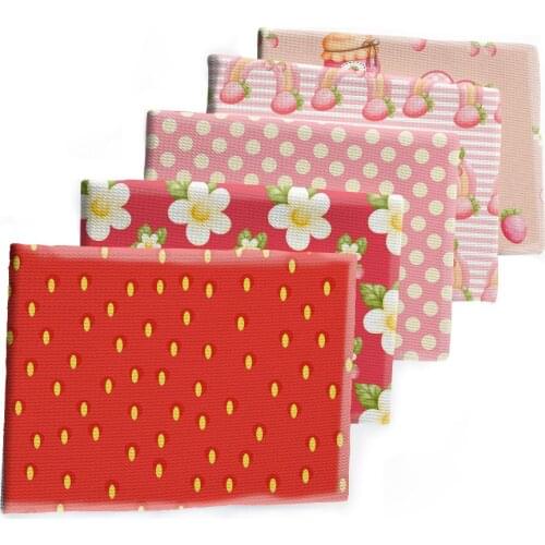 Fruit Strawberry Pattern Printed Bullet Textured Liverpool Patchwork Tissue Kids home textile 50*145cm