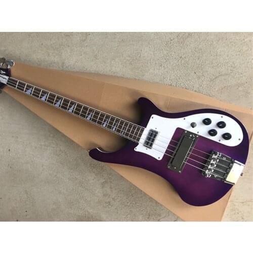 Purple body 4 strings Electric Bass Guitar with White Pickguard,Rosewood fingerboard,Chrome Hardware,Provide custom service